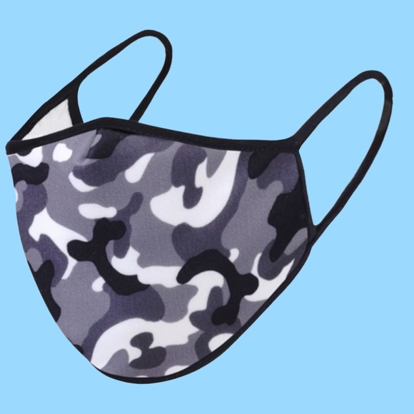 MADE IN USA Fast Ship Grey Camo Print Face Mask - Picture 2 of 9